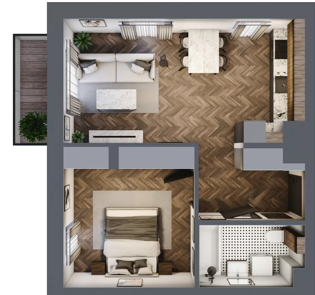 2 pokoje, mieszkanie 46,10 m², piętro 2, oferta nr A.2.35.2a, Atrium, Łódź, Polesie, Stare Polesie, ul. kpt. Stefana Pogonowskiego 44/46