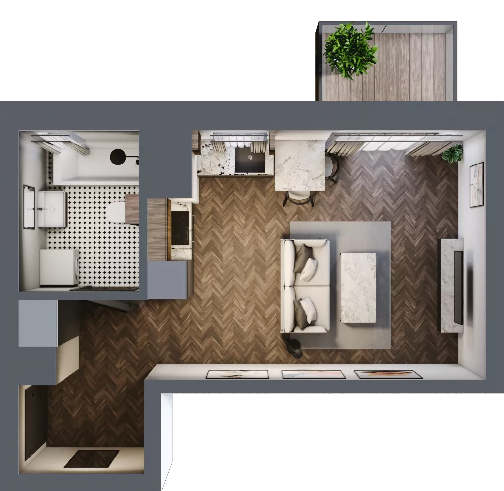 1 pokój, mieszkanie 29,14 m², piętro 2, oferta nr A.2.36.1a, Atrium, Łódź, Polesie, Stare Polesie, ul. kpt. Stefana Pogonowskiego 44/46