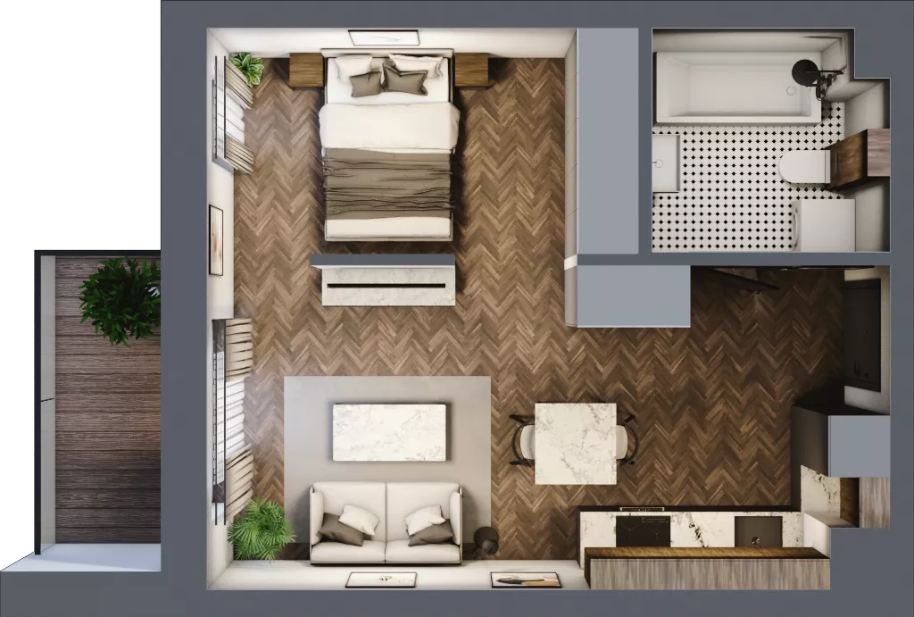 1 pokój, mieszkanie 34,98 m², piętro 2, oferta nr B.2.40.1a, Atrium, Łódź, Polesie, Stare Polesie, ul. kpt. Stefana Pogonowskiego 44/46