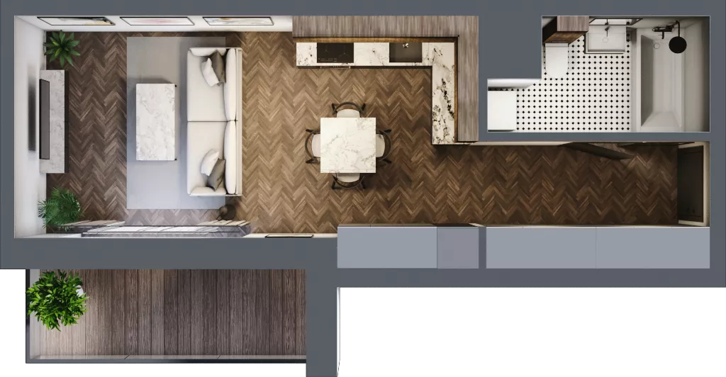 1 pokój, mieszkanie 33,31 m², piętro 2, oferta nr B.2.42.1a, Atrium, Łódź, Polesie, Stare Polesie, ul. kpt. Stefana Pogonowskiego 44/46