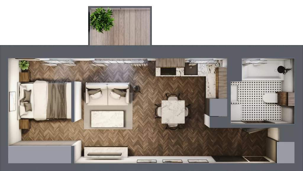 1 pokój, mieszkanie 34,28 m², piętro 2, oferta nr B.2.44.1k, Atrium, Łódź, Polesie, Stare Polesie, ul. kpt. Stefana Pogonowskiego 44/46