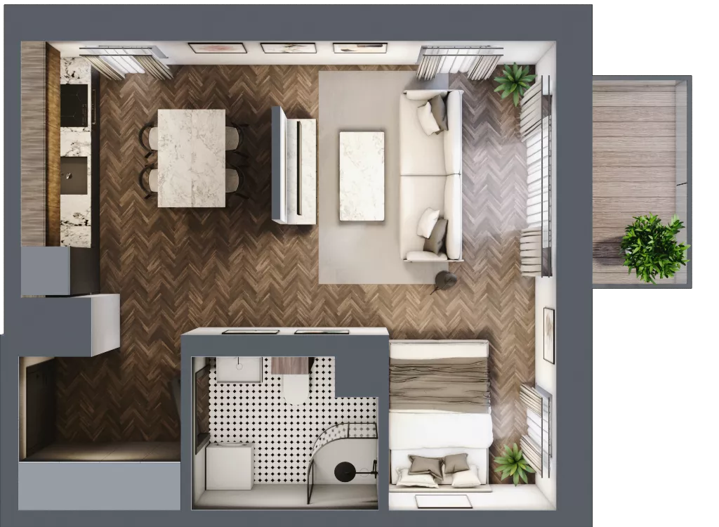 1 pokój, mieszkanie 36,11 m², piętro 2, oferta nr B.2.46.1k, Atrium, Łódź, Polesie, Stare Polesie, ul. kpt. Stefana Pogonowskiego 44/46