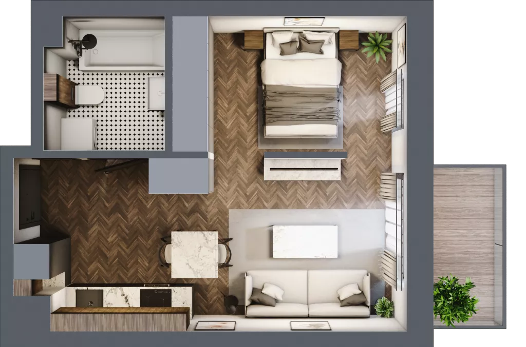 1 pokój, mieszkanie 32,99 m², piętro 2, oferta nr B.2.51.1a, Atrium, Łódź, Polesie, Stare Polesie, ul. kpt. Stefana Pogonowskiego 44/46