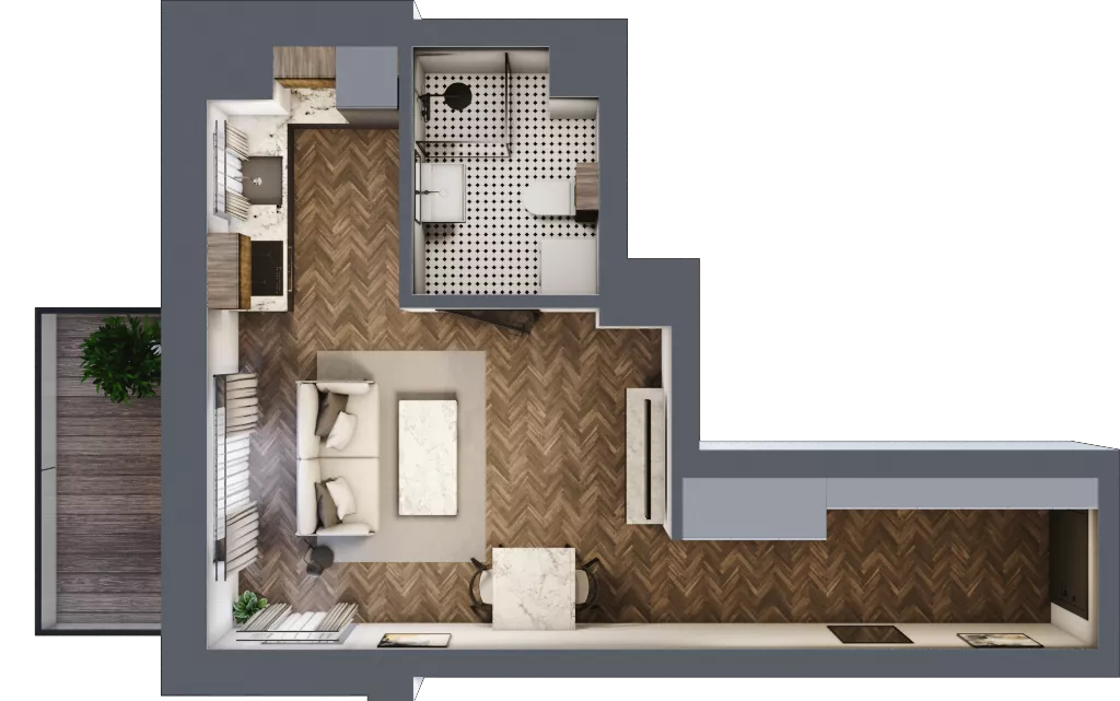 1 pokój, mieszkanie 30,15 m², piętro 2, oferta nr B.2.59.1k, Atrium, Łódź, Polesie, Stare Polesie, ul. kpt. Stefana Pogonowskiego 44/46