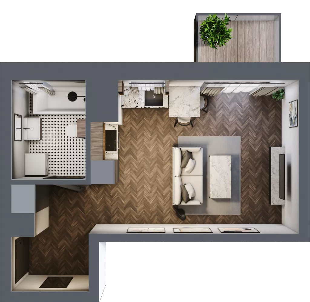 1 pokój, mieszkanie 29,14 m², piętro 3, oferta nr A.3.52.1a, Atrium, Łódź, Polesie, Stare Polesie, ul. kpt. Stefana Pogonowskiego 44/46