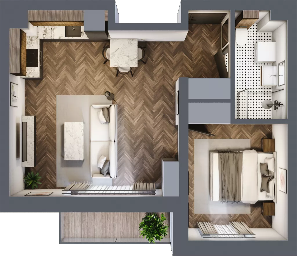 2 pokoje, mieszkanie 42,52 m², piętro 3, oferta nr B.3.61.2a, Atrium, Łódź, Polesie, Stare Polesie, ul. kpt. Stefana Pogonowskiego 44/46