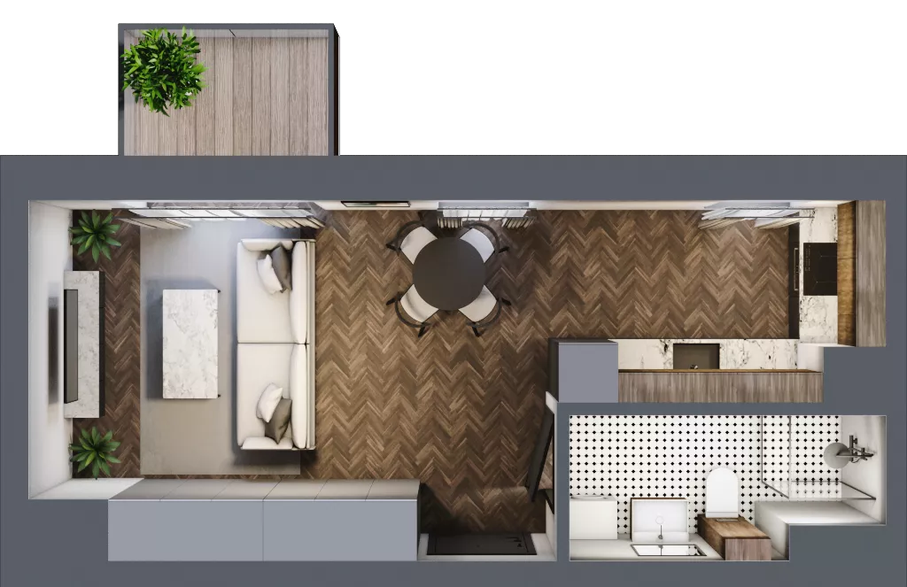 1 pokój, mieszkanie 29,53 m², piętro 3, oferta nr B.3.65.1k, Atrium, Łódź, Polesie, Stare Polesie, ul. kpt. Stefana Pogonowskiego 44/46