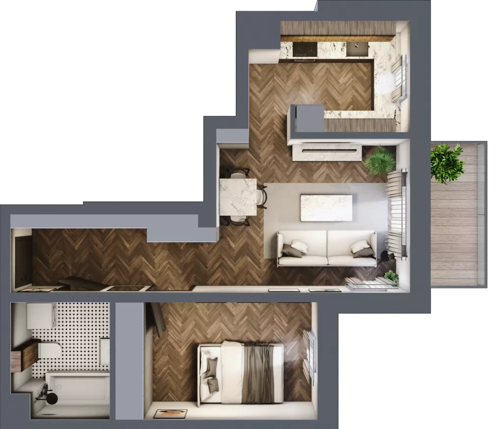 2 pokoje, mieszkanie 45,91 m², piętro 4, oferta nr A.4.55.2k, Atrium, Łódź, Polesie, Stare Polesie, ul. kpt. Stefana Pogonowskiego 44/46