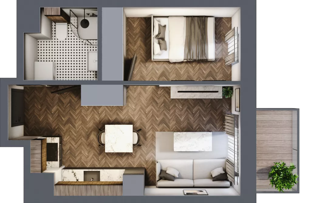 2 pokoje, mieszkanie 32,21 m², piętro 4, oferta nr A.4.56.2a, Atrium, Łódź, Polesie, Stare Polesie, ul. kpt. Stefana Pogonowskiego 44/46