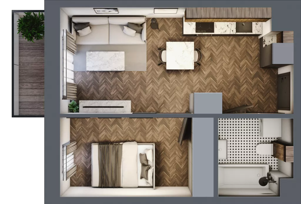 2 pokoje, mieszkanie 34,31 m², piętro 4, oferta nr A.4.62.2a, Atrium, Łódź, Polesie, Stare Polesie, ul. kpt. Stefana Pogonowskiego 44/46