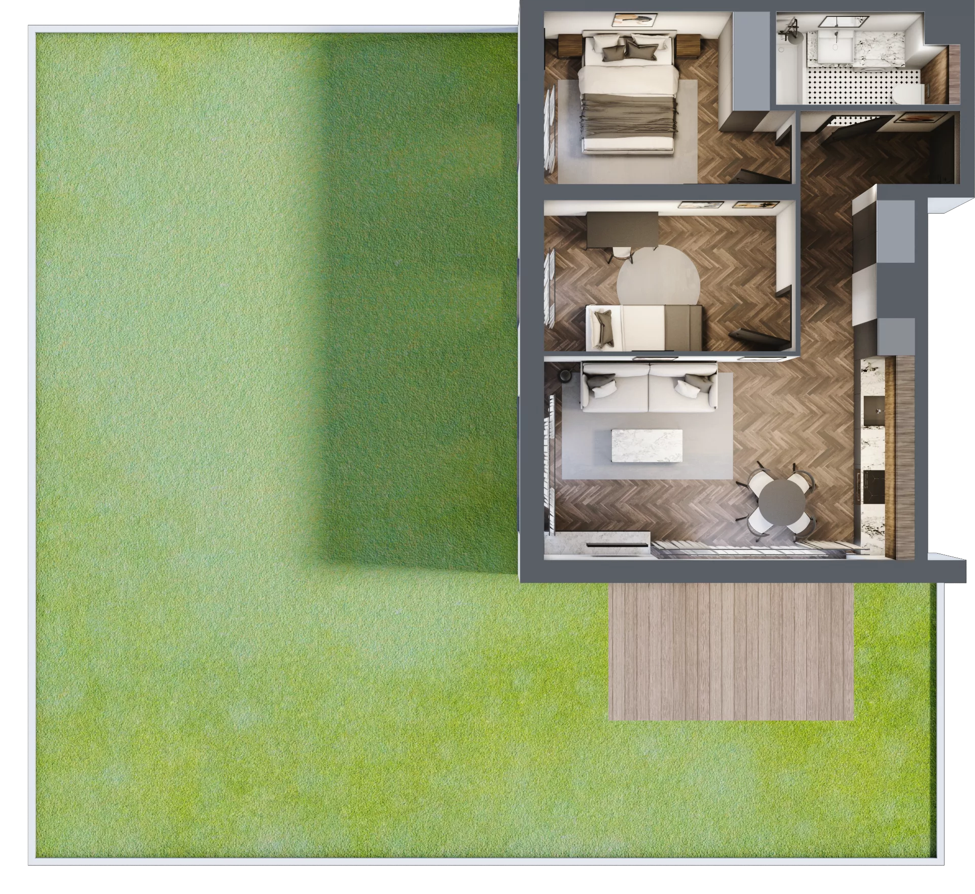 3 pokoje, mieszkanie 51,04 m², parter, oferta nr B2.0.35.3a, Junique I.II, Poznań, Grunwald, Junikowo, ul. Miśnieńska 38, 39, 43