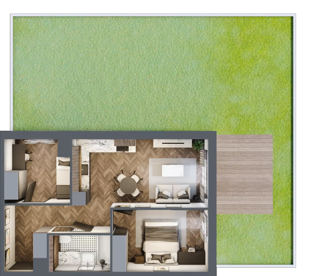3 pokoje, mieszkanie 48,89 m², parter, oferta nr D1.0.03.3a, Junique I.II, Poznań, Grunwald, Junikowo, ul. Miśnieńska 38, 39, 43