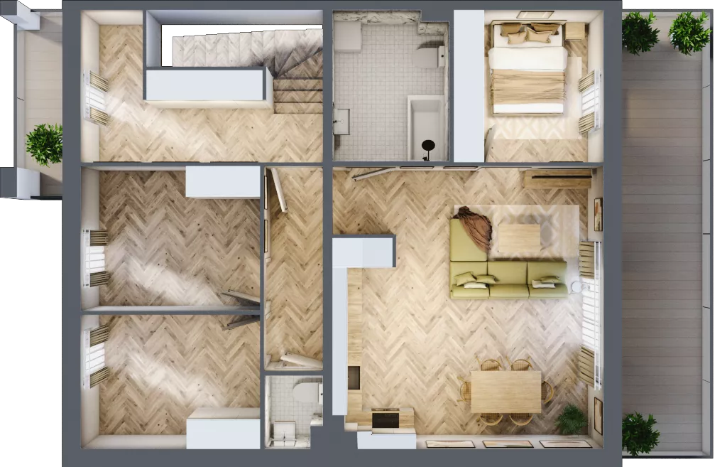 4 pokoje, mieszkanie 73,07 m², piętro 1, oferta nr B2, Aleja Wiśniowa Pogórze, Pogórze, ul. Feliksa Dorsza