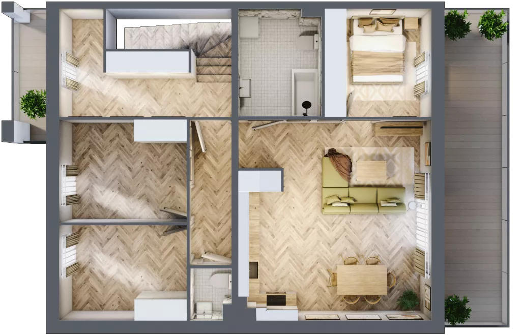 4 pokoje, mieszkanie 73,16 m², piętro 1, oferta nr D2, Aleja Wiśniowa Pogórze, Pogórze, ul. Feliksa Dorsza