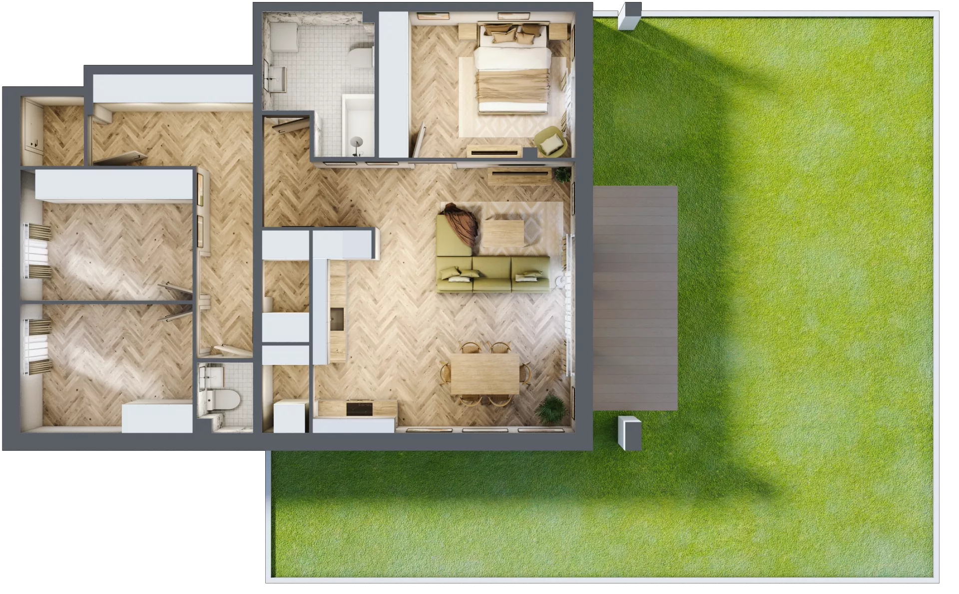4 pokoje, mieszkanie 91,87 m², parter, oferta nr D1, Aleja Wiśniowa Pogórze, Pogórze, ul. Feliksa Dorsza