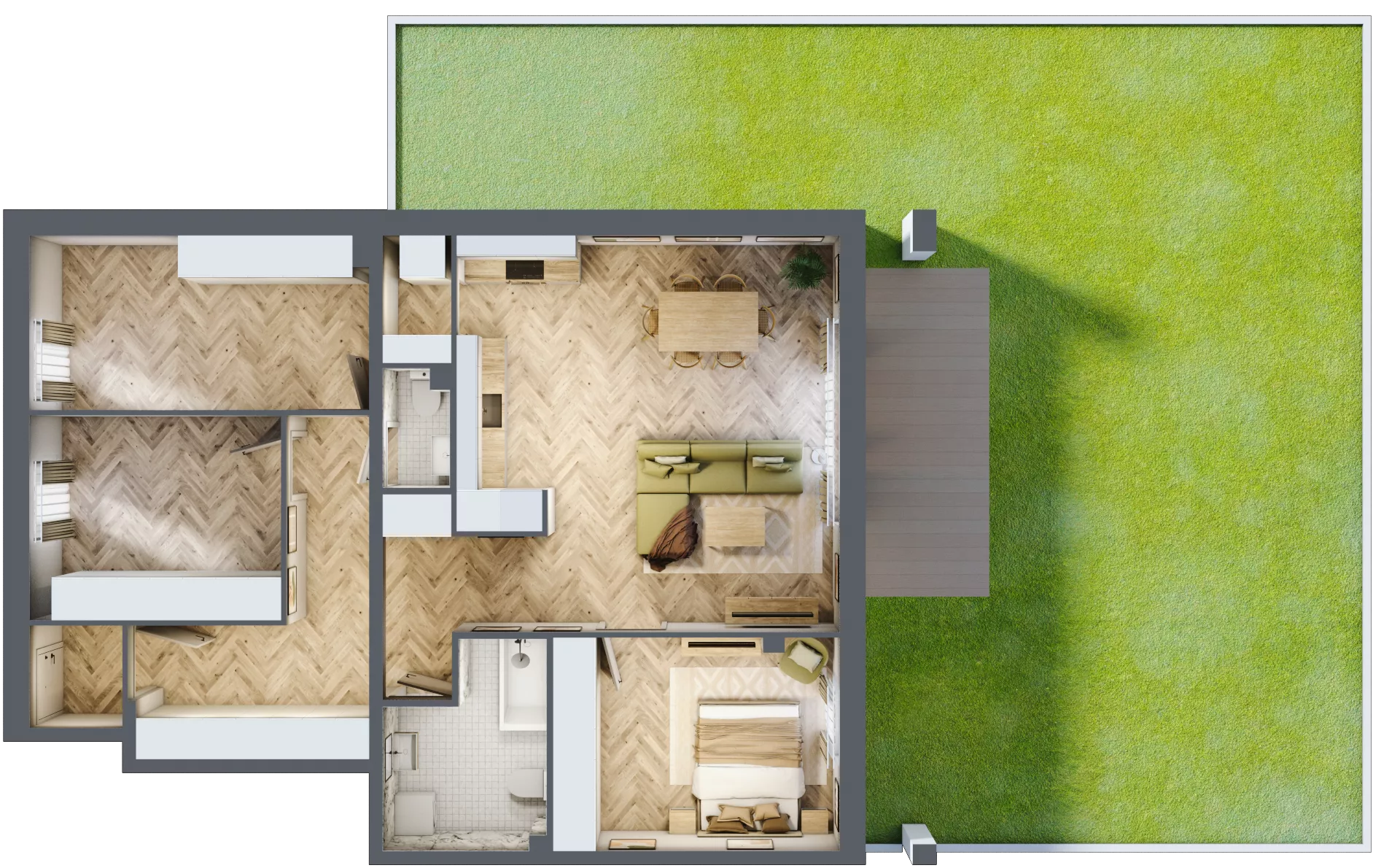 4 pokoje, mieszkanie 92,30 m², parter, oferta nr E1, Aleja Wiśniowa Pogórze, Pogórze, ul. Feliksa Dorsza