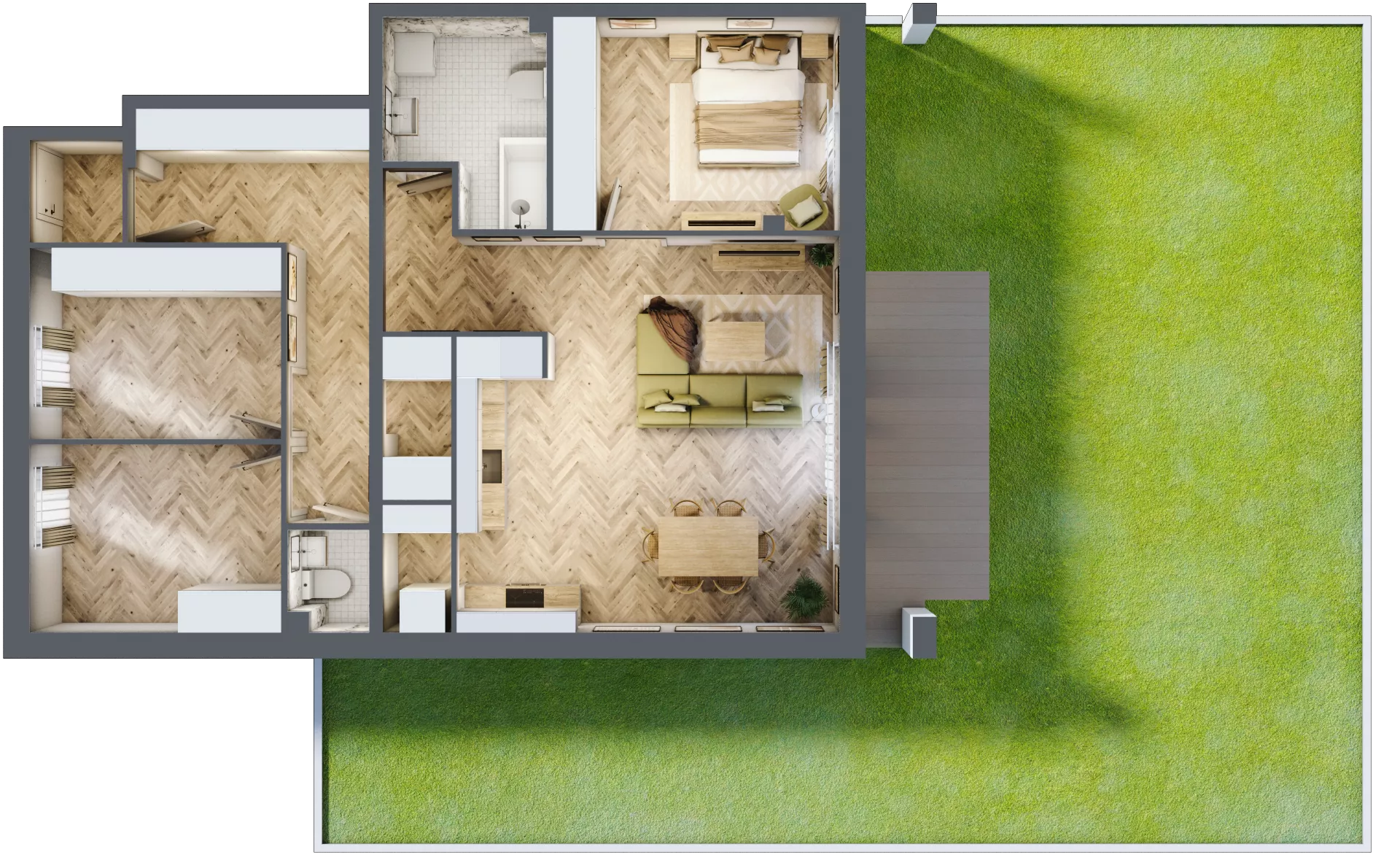 4 pokoje, mieszkanie 91,78 m², parter, oferta nr F1, Aleja Wiśniowa Pogórze, Pogórze, ul. Feliksa Dorsza