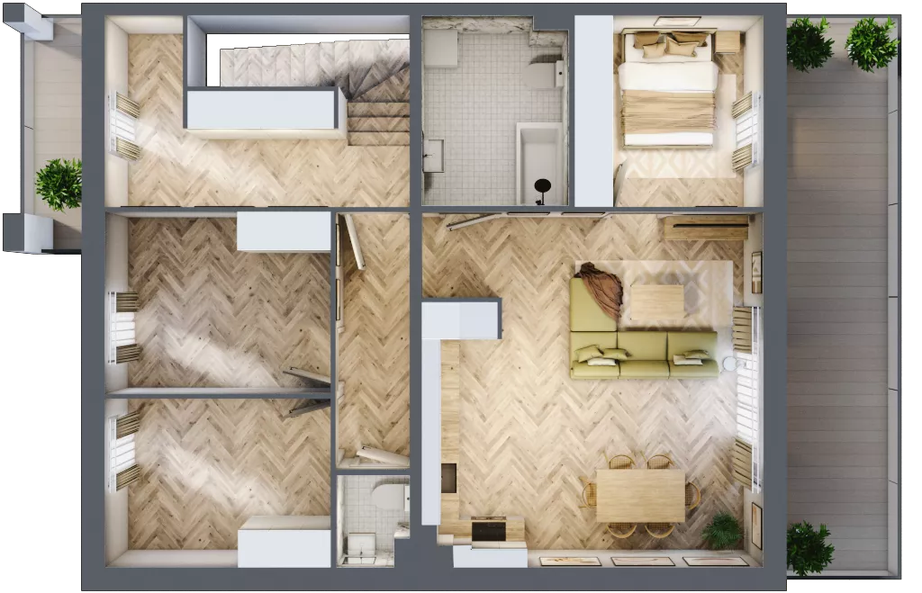2 pokoje, mieszkanie 73,08 m², piętro 1, oferta nr F2, Aleja Wiśniowa Pogórze, Pogórze, ul. Feliksa Dorsza