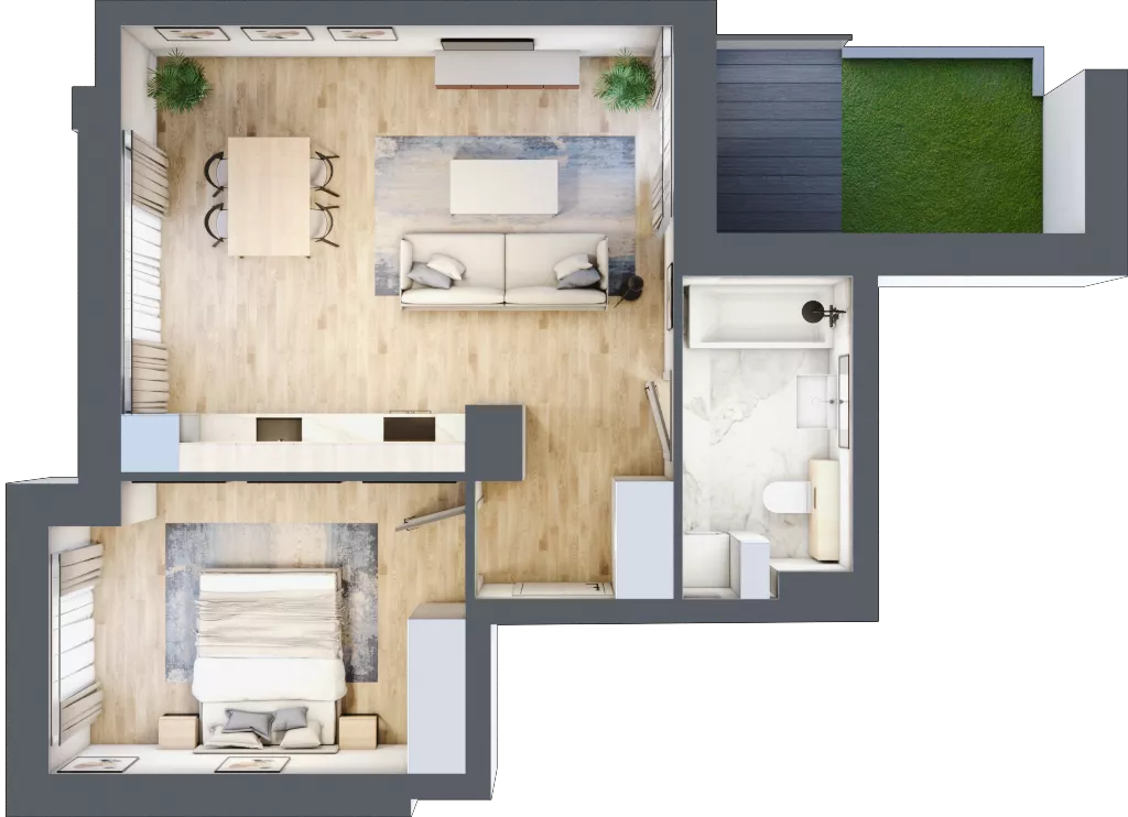 2 pokoje, apartament 47,45 m², parter, oferta nr K3.0.M11, Miasto Ogród Karłowice, Wrocław, Karłowice-Różanka, Psie Pole, ul. ks. Norberta Bończyka 40