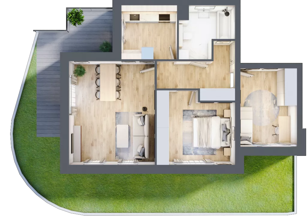 3 pokoje, apartament 65,81 m², parter, oferta nr K3.0.M13, Miasto Ogród Karłowice, Wrocław, Karłowice-Różanka, Psie Pole, ul. ks. Norberta Bończyka 40