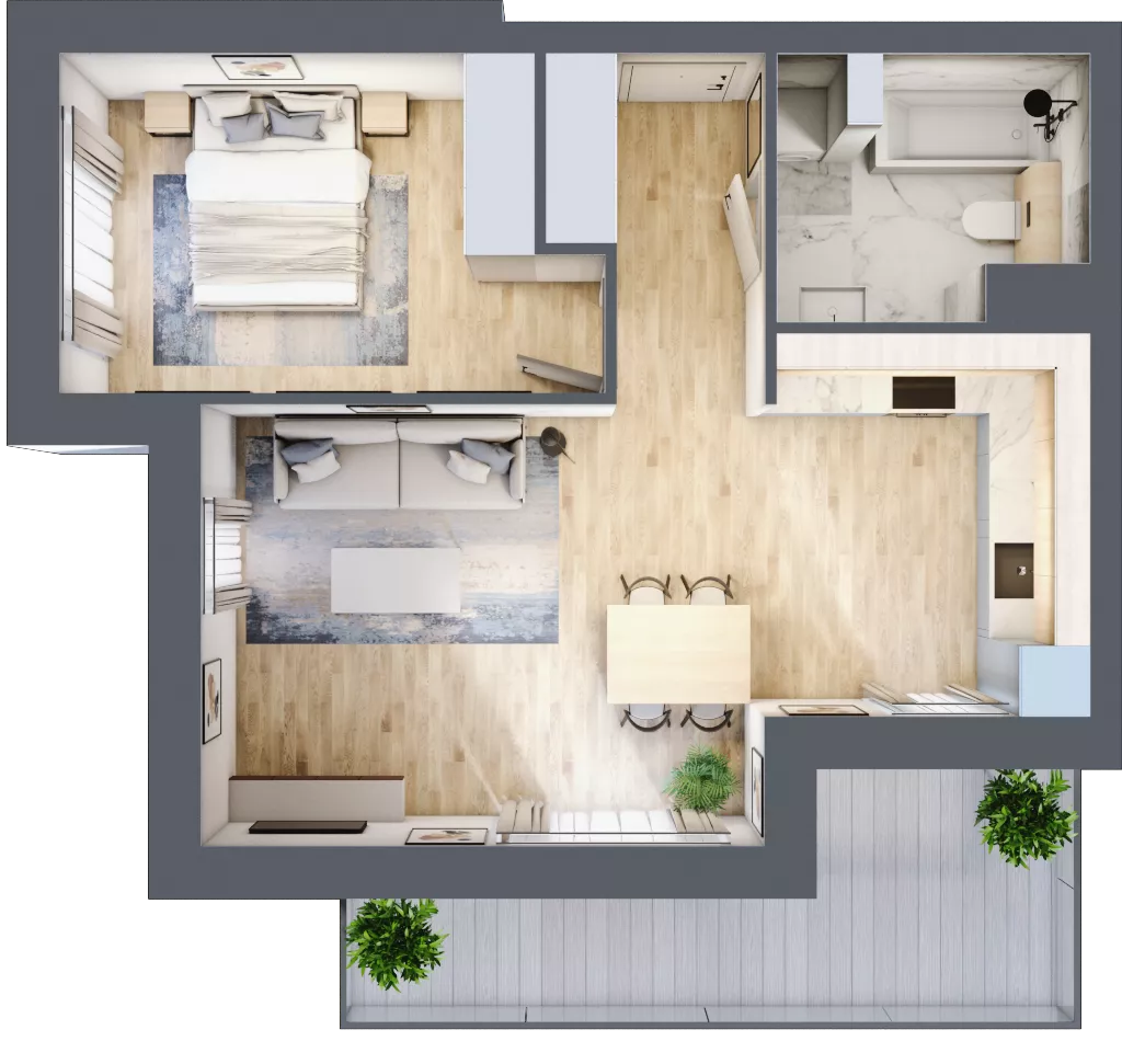 2 pokoje, apartament 49,59 m², parter, oferta nr K3.0.M14, Miasto Ogród Karłowice, Wrocław, Karłowice-Różanka, Psie Pole, ul. ks. Norberta Bończyka 40