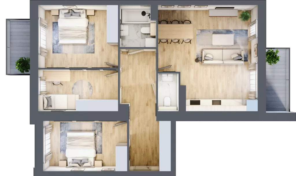 4 pokoje, apartament 82,41 m², piętro 1, oferta nr K2.1.M33, Miasto Ogród Karłowice, Wrocław, Karłowice-Różanka, Psie Pole, ul. ks. Norberta Bończyka 40