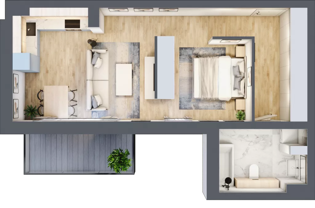 1 pokój, apartament 47,73 m², piętro 2, oferta nr K2.2.M61, Miasto Ogród Karłowice, Wrocław, Karłowice-Różanka, Psie Pole, ul. ks. Norberta Bończyka 40