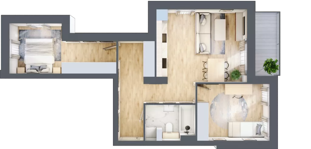 3 pokoje, apartament 59,34 m², piętro 2, oferta nr K2.2.M64, Miasto Ogród Karłowice, Wrocław, Karłowice-Różanka, Psie Pole, ul. ks. Norberta Bończyka 40