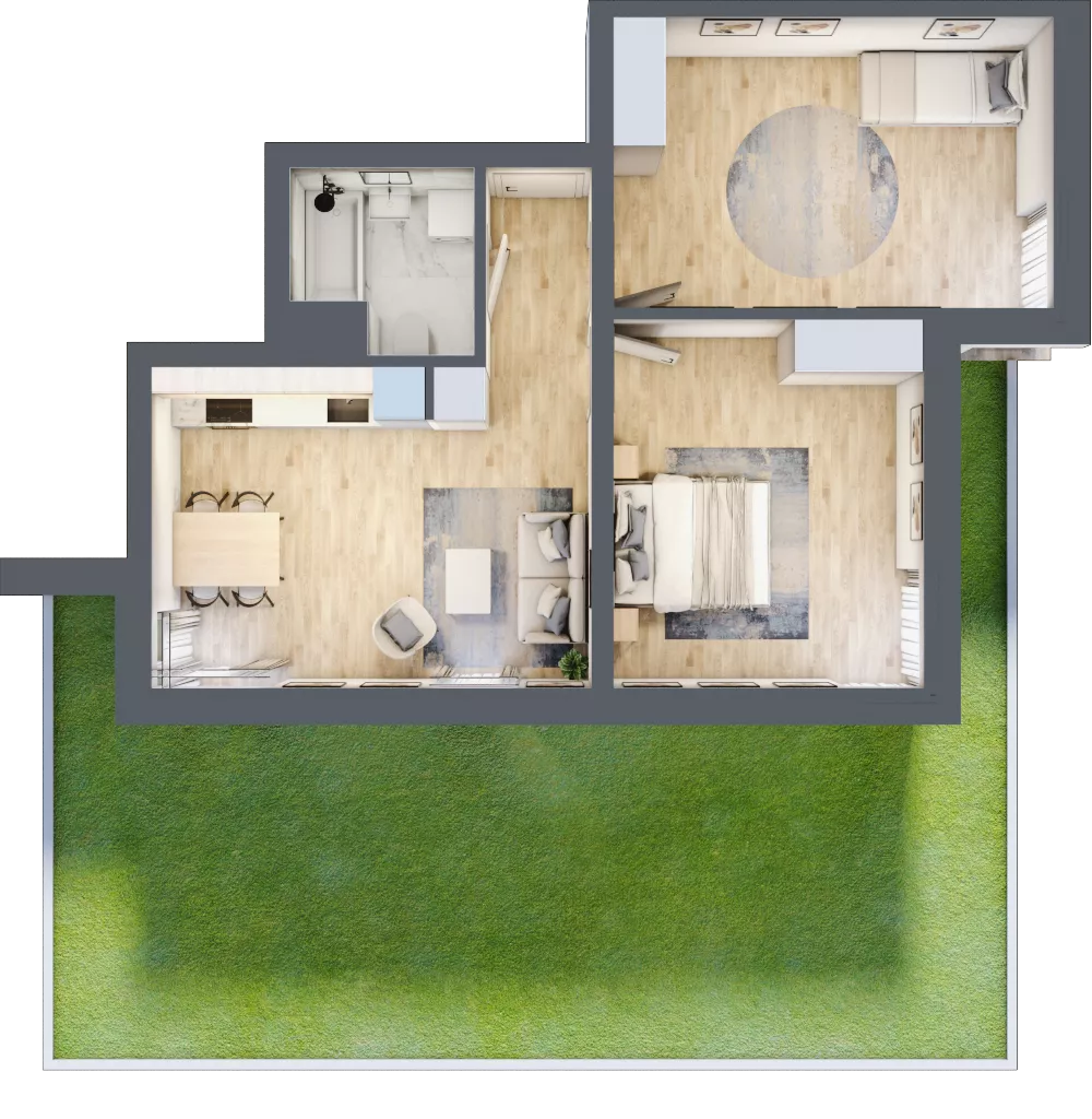 3 pokoje, apartament 58,26 m², parter, oferta nr L0/K1/01, Wybrzeże Reymonta 3, Wrocław, Kleczków, Psie Pole, ul. Władysława Reymonta