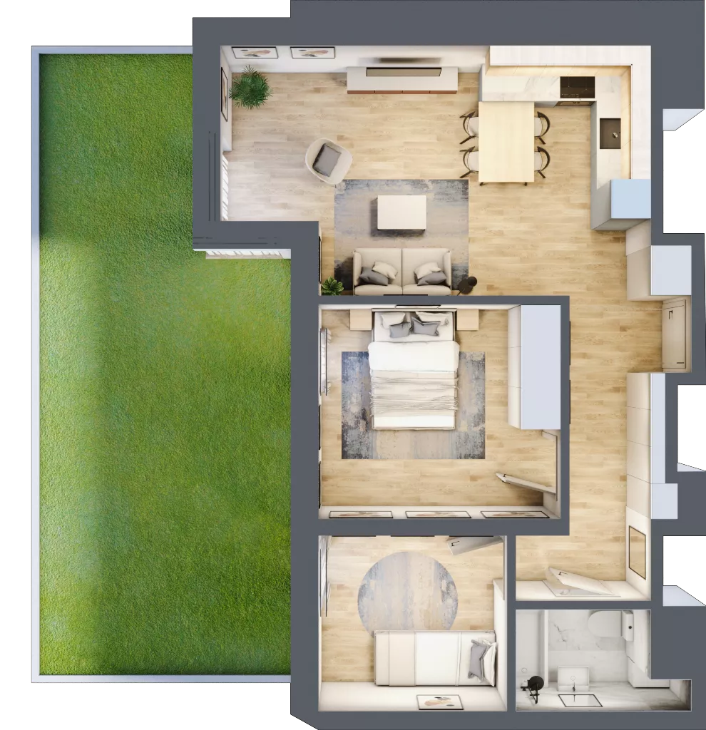 3 pokoje, apartament 55,43 m², parter, oferta nr L0/K2/01, Wybrzeże Reymonta 3, Wrocław, Kleczków, Psie Pole, ul. Władysława Reymonta
