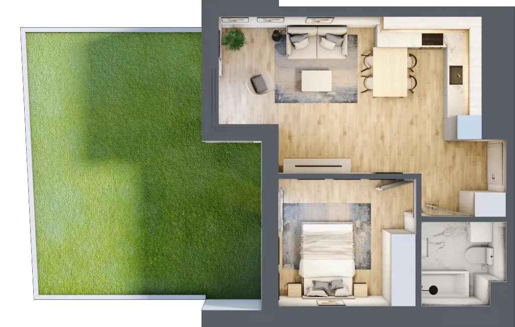 2 pokoje, mieszkanie 42,02 m², parter, oferta nr L0/K3/04, Wybrzeże Reymonta 3, Wrocław, Kleczków, Psie Pole, ul. Władysława Reymonta