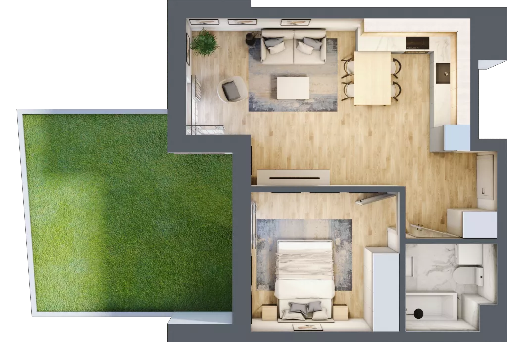 2 pokoje, mieszkanie 42,28 m², parter, oferta nr L0/K3/06, Wybrzeże Reymonta 3, Wrocław, Kleczków, Psie Pole, ul. Władysława Reymonta