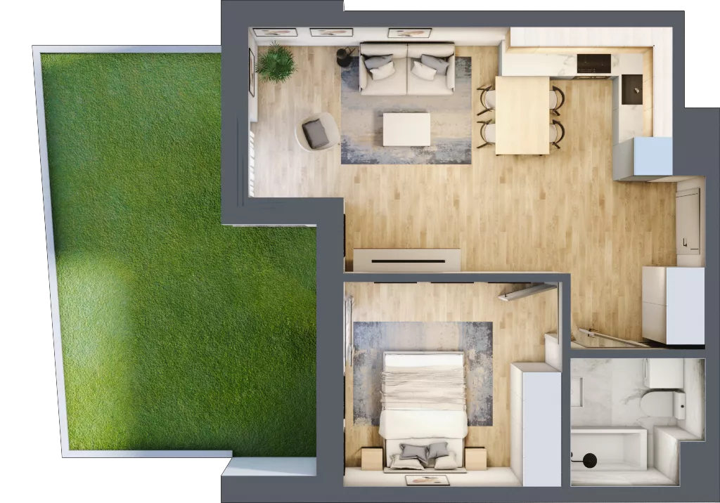 2 pokoje, mieszkanie 42,88 m², parter, oferta nr L0/K3/07, Wybrzeże Reymonta 3, Wrocław, Kleczków, Psie Pole, ul. Władysława Reymonta