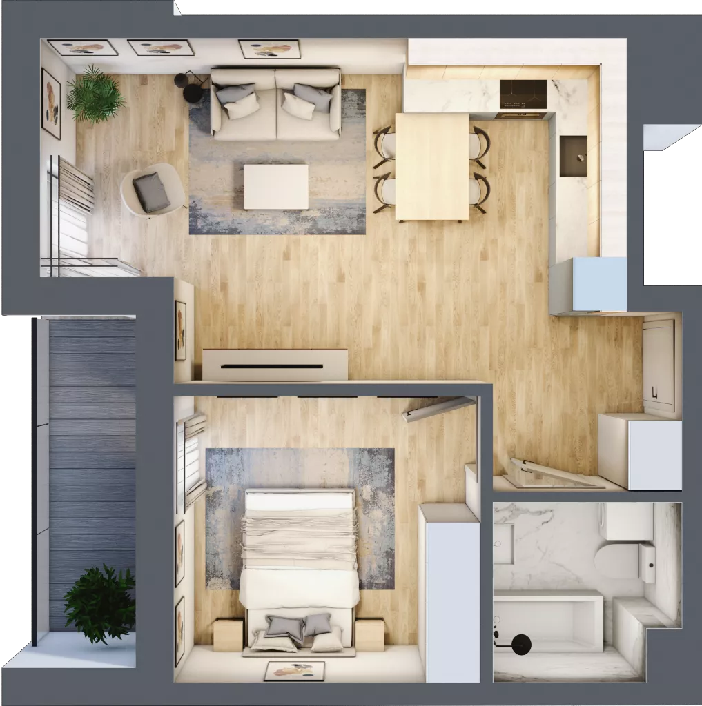 2 pokoje, mieszkanie 42,34 m², piętro 1, oferta nr L1/K3/07, Wybrzeże Reymonta 3, Wrocław, Kleczków, Psie Pole, ul. Władysława Reymonta