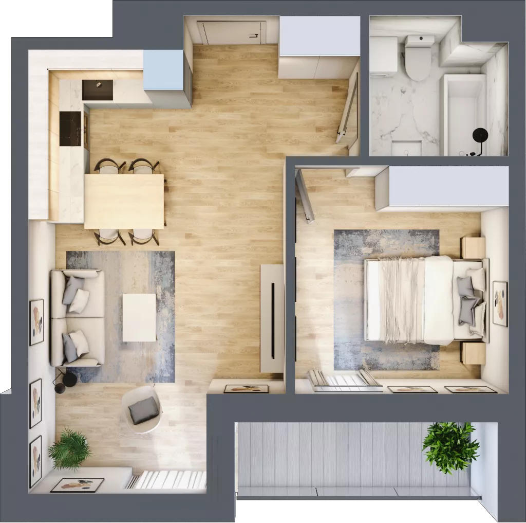2 pokoje, mieszkanie 42,86 m², piętro 1, oferta nr L1/K3/08, Wybrzeże Reymonta 3, Wrocław, Kleczków, Psie Pole, ul. Władysława Reymonta