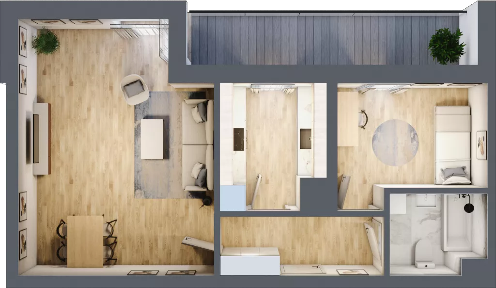 2 pokoje, mieszkanie 52,95 m², piętro 1, oferta nr L1/K3/12, Wybrzeże Reymonta 3, Wrocław, Kleczków, Psie Pole, ul. Władysława Reymonta