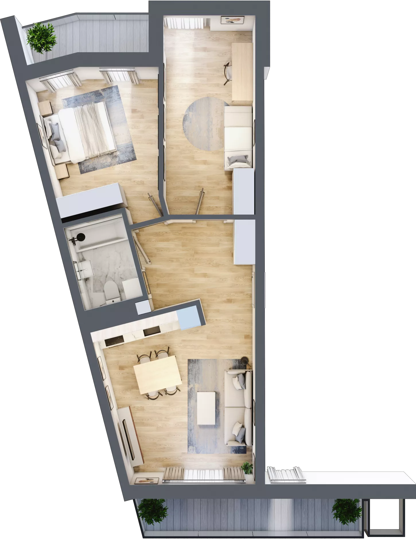 3 pokoje, mieszkanie 64,89 m², piętro 2, oferta nr L2/K2/05, Wybrzeże Reymonta 3, Wrocław, Kleczków, Psie Pole, ul. Władysława Reymonta