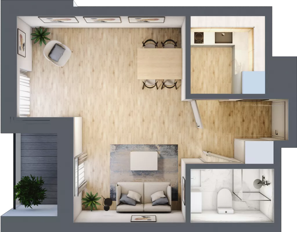 1 pokój, mieszkanie 32,14 m², piętro 3, oferta nr L3/K2/04, Wybrzeże Reymonta 3, Wrocław, Kleczków, Psie Pole, ul. Władysława Reymonta
