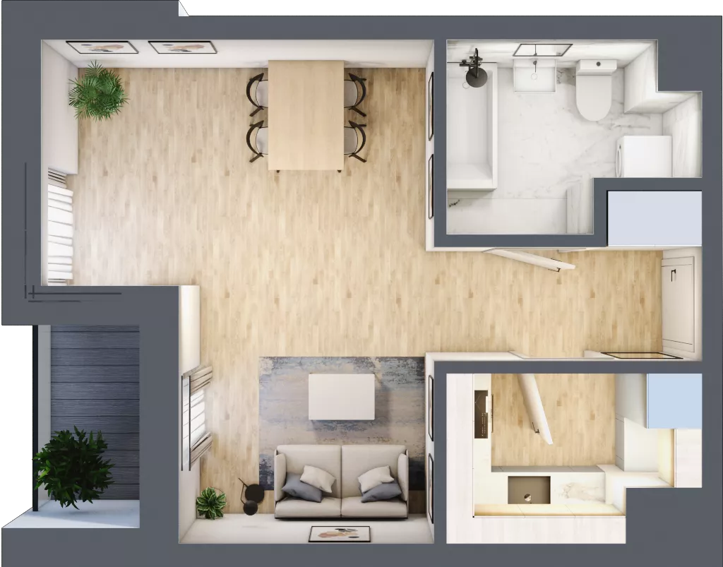 1 pokój, mieszkanie 33,52 m², piętro 3, oferta nr L3/K3/06, Wybrzeże Reymonta 3, Wrocław, Kleczków, Psie Pole, ul. Władysława Reymonta
