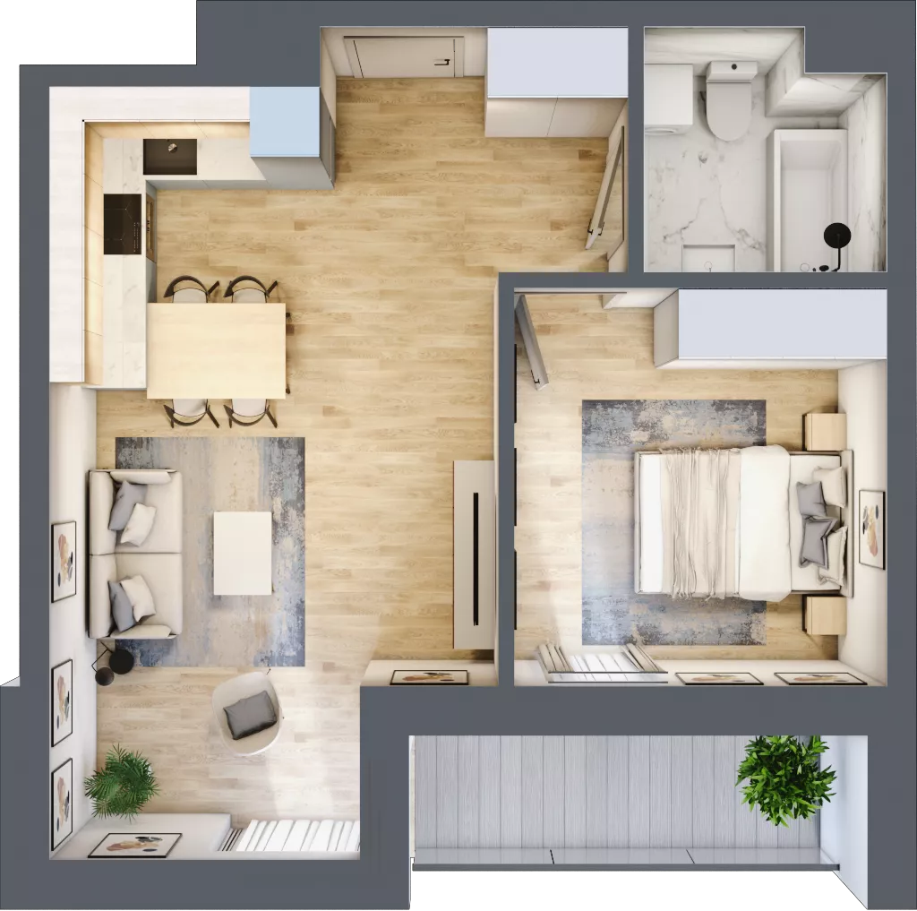 2 pokoje, mieszkanie 42,68 m², piętro 3, oferta nr L3/K3/08, Wybrzeże Reymonta 3, Wrocław, Kleczków, Psie Pole, ul. Władysława Reymonta