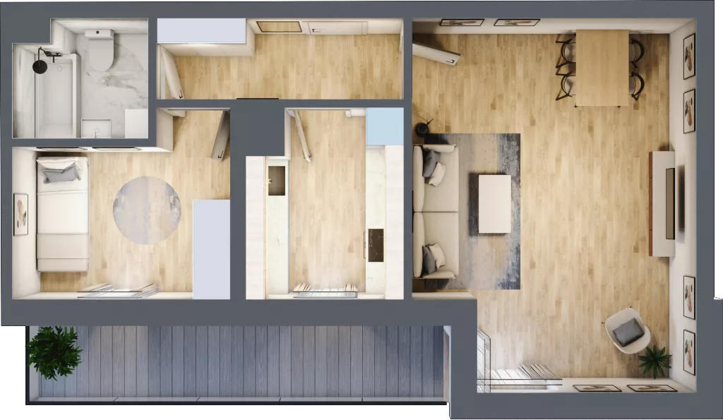 2 pokoje, mieszkanie 52,48 m², piętro 4, oferta nr L4/K1/06, Wybrzeże Reymonta 3, Wrocław, Kleczków, Psie Pole, ul. Władysława Reymonta