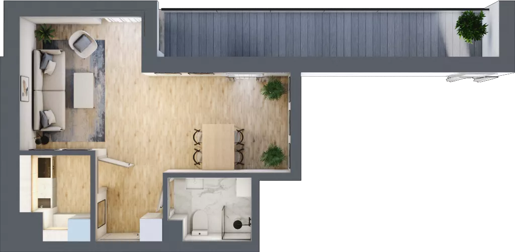1 pokój, mieszkanie 34,33 m², piętro 4, oferta nr L4/K3/01, Wybrzeże Reymonta 3, Wrocław, Kleczków, Psie Pole, ul. Władysława Reymonta