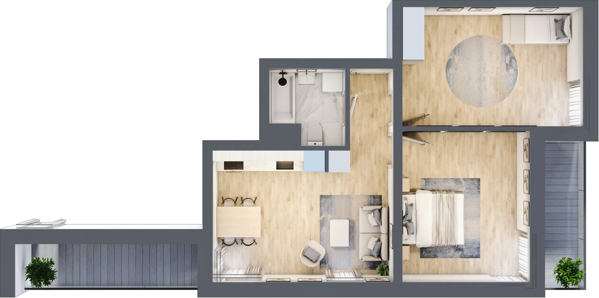 3 pokoje, mieszkanie 57,94 m², piętro 5, oferta nr L5/K1/01, Wybrzeże Reymonta 3, Wrocław, Kleczków, Psie Pole, ul. Władysława Reymonta