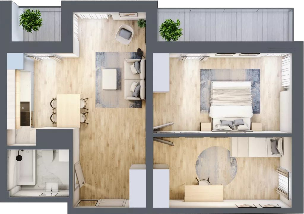 3 pokoje, mieszkanie 58,74 m², piętro 5, oferta nr L5/K1/02, Wybrzeże Reymonta 3, Wrocław, Kleczków, Psie Pole, ul. Władysława Reymonta