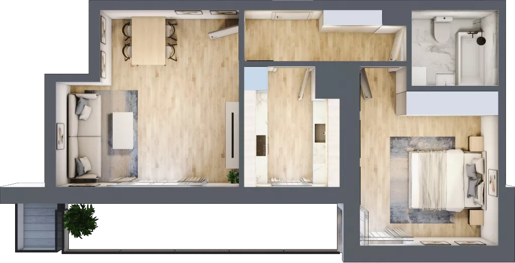 2 pokoje, apartament 51,03 m², piętro 5, oferta nr L5/K2/01, Wybrzeże Reymonta 3, Wrocław, Kleczków, Psie Pole, ul. Władysława Reymonta