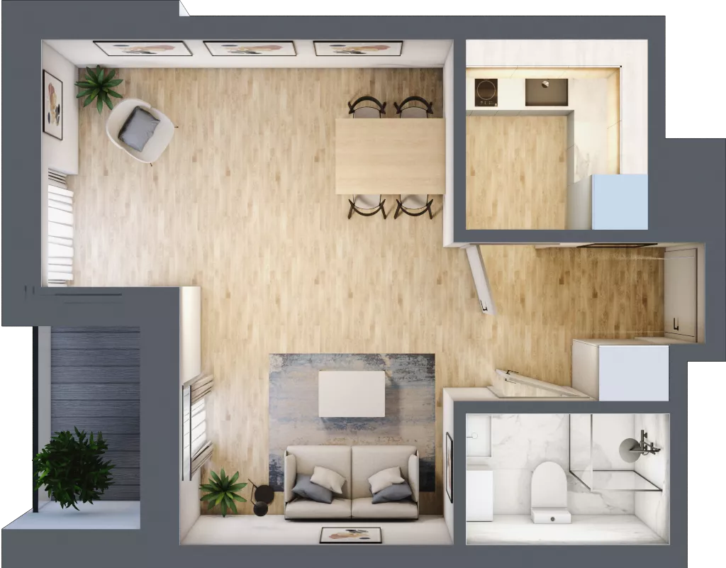 1 pokój, apartament 32,31 m², piętro 5, oferta nr L5/K2/04, Wybrzeże Reymonta 3, Wrocław, Kleczków, Psie Pole, ul. Władysława Reymonta