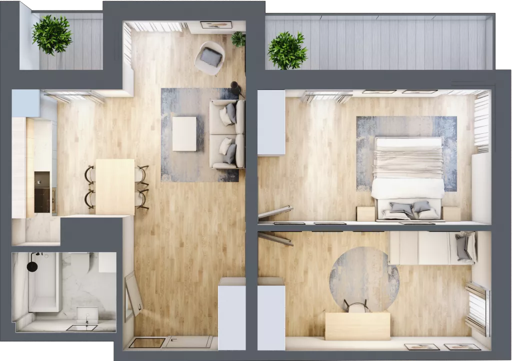 3 pokoje, mieszkanie 58,76 m², piętro 6, oferta nr L6/K1/02, Wybrzeże Reymonta 3, Wrocław, Kleczków, Psie Pole, ul. Władysława Reymonta