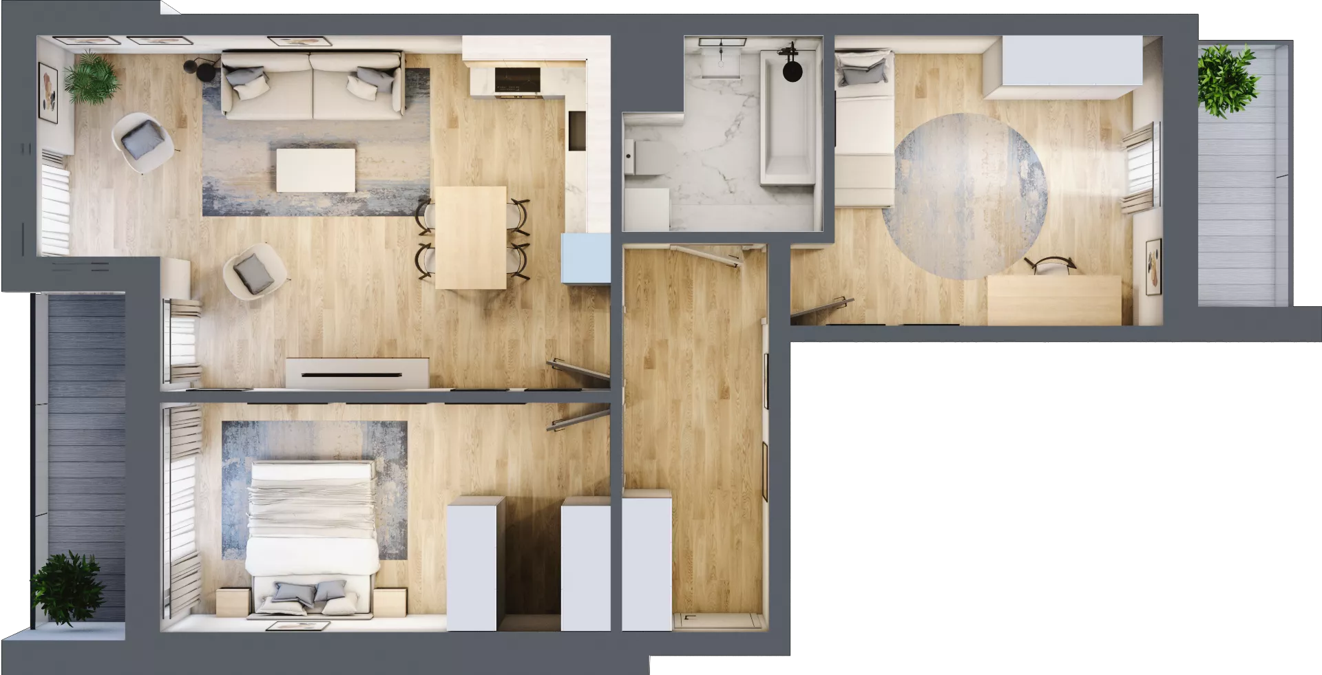 3 pokoje, mieszkanie 71,55 m², piętro 6, oferta nr L6/K2/02, Wybrzeże Reymonta 3, Wrocław, Kleczków, Psie Pole, ul. Władysława Reymonta