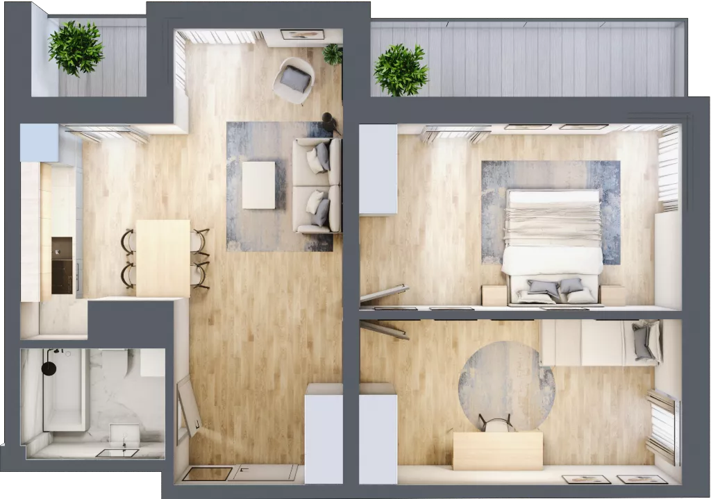 3 pokoje, apartament 59,00 m², piętro 7, oferta nr L7/K1/02, Wybrzeże Reymonta 3, Wrocław, Kleczków, Psie Pole, ul. Władysława Reymonta