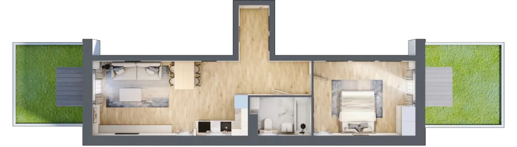 2 pokoje, mieszkanie 50,78 m², parter, oferta nr P.1.0.05, Partynice House II, Wrocław, Krzyki-Partynice, Krzyki, ul. Kawalerzystów